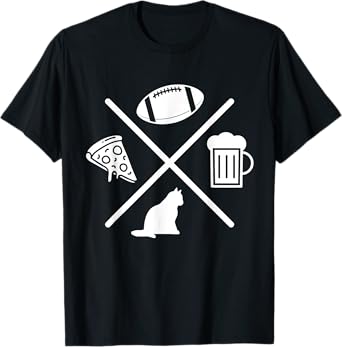 Football Beer Cats Pizza Feline Snack Food Gift T-Shirt