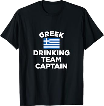 Greek Greece Drinking Team Captain Funny Flag Beer Alcohol T-Shirt