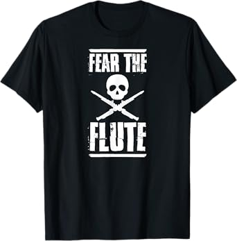 Fear The Flute Spooky Halloween Flutist Skull T-Shirt