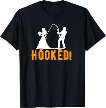 Funny Hooked Bride Groom New Marriage Fishing Lover Couples T-Shirt