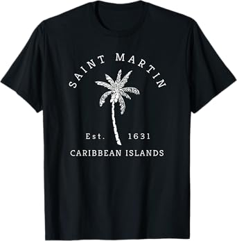 Original St. Martin Caribbean Islands Palm Tree Novelty Art T-Shirt