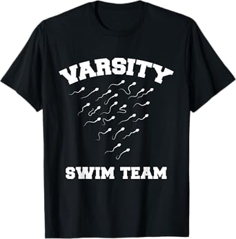CRUDO Varsity Swim Team Swimming Sperm Unisex-Adults Black Short Sleeve Modern T-Shirt
