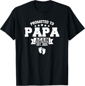 Promoted To Papa Again 2025 Funny Pregnancy Announcement T-Shirt