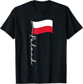 Poland Signature Flag Pole - Elegant Patriotic Polish Flag T-Shirt