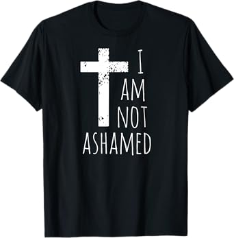 I am not ashamed - Big Red Cross - Gospel Christian Faith T-Shirt