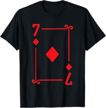 Playing Card Costume Tees - 7 Diamonds Card - Seven Card T-Shirt - Black - Small - Unisex-Adults - Short Sleeve - Classic Fit - Cotton 65%, Polyester 35%