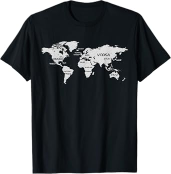 International Alcohol Map Drinking Around the World T-Shirt