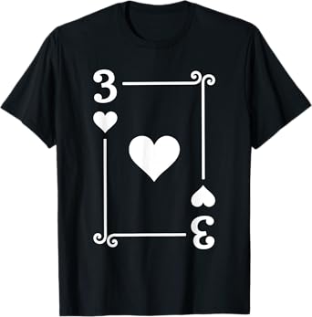 Playing Cards Costume - Three Card - 3 of Hearts T-Shirt