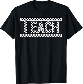 Teacher Shirt Women Checkered Teach Back to School T-Shirt