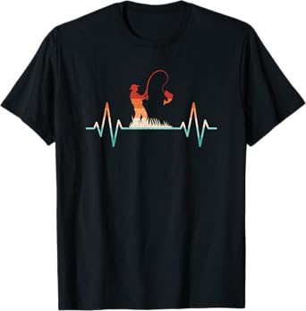Funny Fishing Heartbeat Retro Fish Fisherman T-Shirt