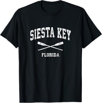 Siesta Key Florida Vintage Nautical Paddles Sports Oars T-Shirt