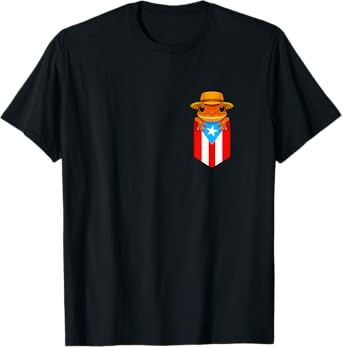 Jibaro Coqui Frog Puerto Rico Flag Boricua Pocket Borinquen T-Shirt