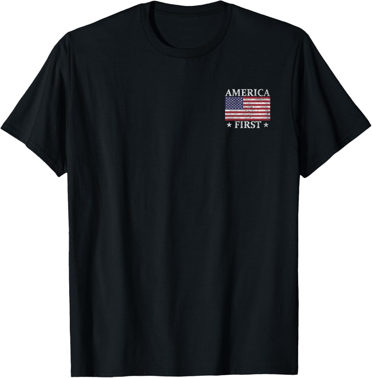 AMERICA FIRST USA AMERICAN FLAG PATRIOT STARS AND STRIPES T-Shirt