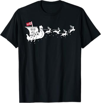 God Jul Viking Ship Sleigh T-Shirt