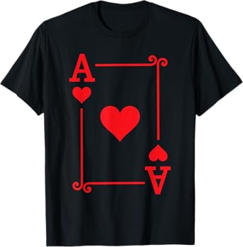Playing Card Costume Tees & Gifts - Ace Card Hearts Suit T-Shirt - Black, Small - Unisex-Kids