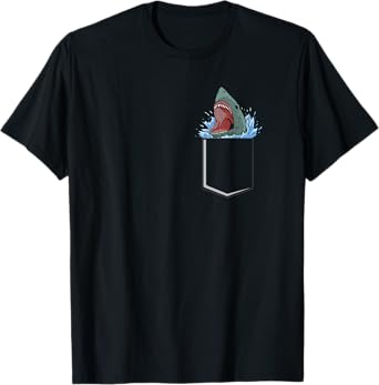 Animal Lover Novelty Apparel Unisex-Adults Black Modern Shark Theme T-Shirt