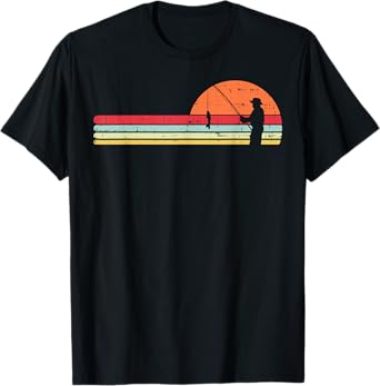Man Fishing Sunset Retro Angling Fisherman Angler Men Gift T-Shirt