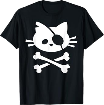 Cat Pirate Jolly Roger Flag Skull and Crossbones T shirt T-Shirt