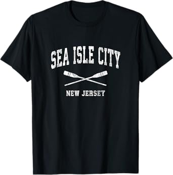 Sea Isle City New Jersey Vintage Nautical Paddles Sports Oar T-Shirt