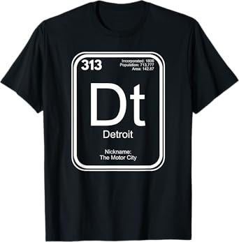 Detroit T-Shirt Periodic Table The Motor City Gift T-Shirt