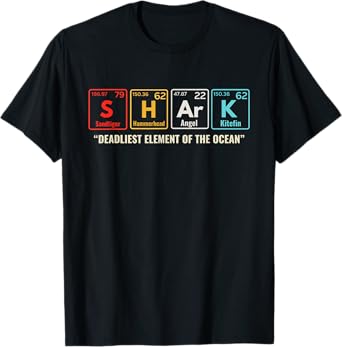 Shark Periodic Table Elements Week Retro Shark Lovers 2025 T-Shirt