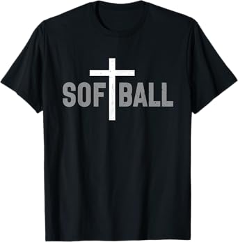 Softball Christian Cross Girls Women T-Shirt
