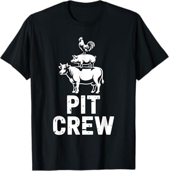 Pit Crew Funny BBQ Meat Stack Cow Pig Chicken Grilling T-Shirt