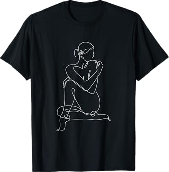 Continuous Line Drawing Art Woman Body Abstract Minimalist T-Shirt
