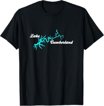 Designed by GeoGearCo Lake Cumberland, Kentucky T-Shirt - Black, Small, Unisex-Adults/Kids, Short Sleeve, Classic Fit, Cotton 65% Polyester 35%