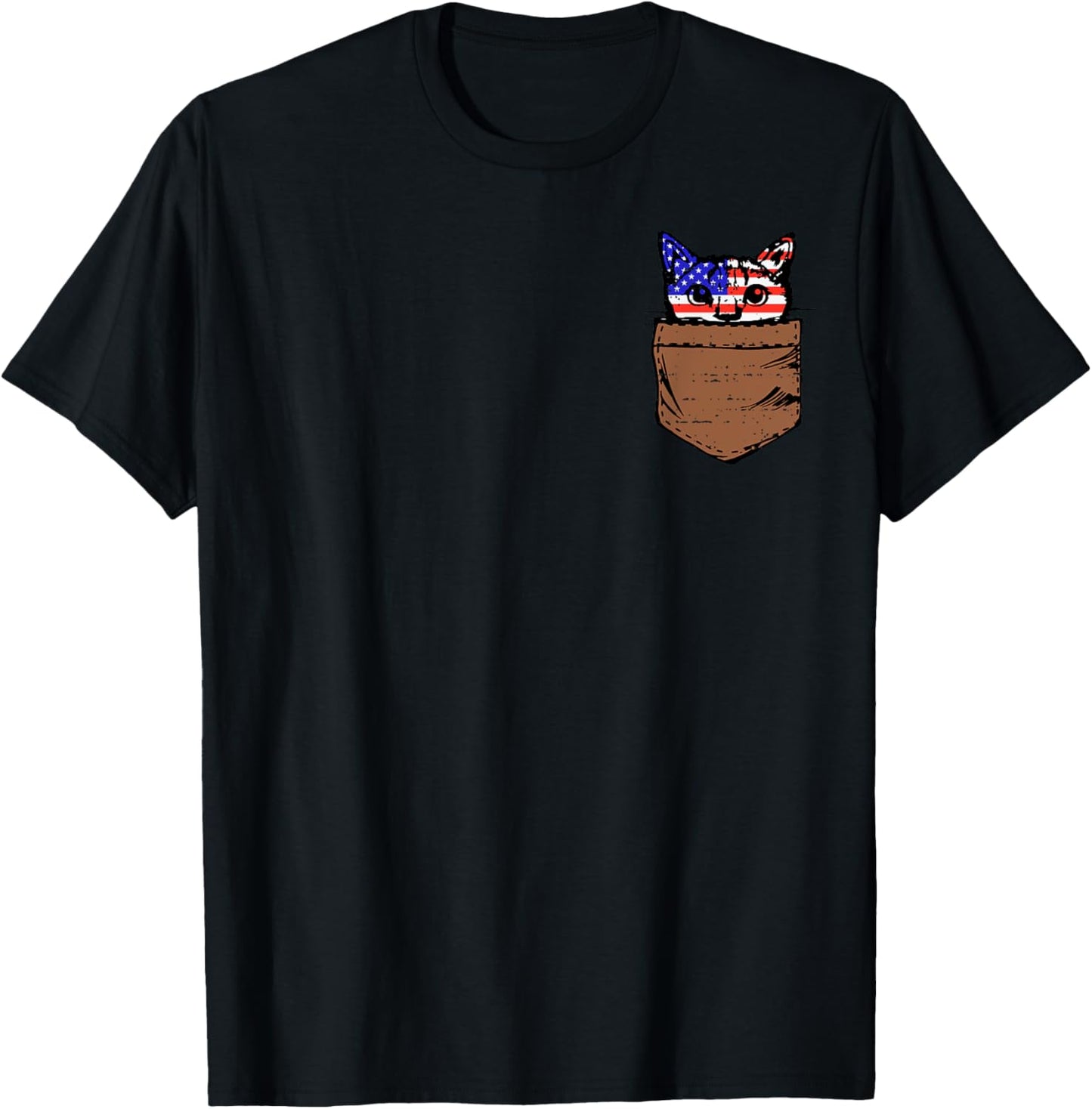 Cat Usa Flag Pocket Kitty American Funny 4th Of July Fourth T-shirt