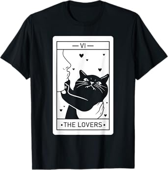 The Lovers Cat Humor Tarot Card Halloween Black Cats Lover T-Shirt