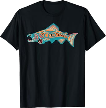 Native American Salmon Tlingit Indian Fisherman Fish Men T-Shirt