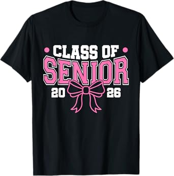 Senior Class of 2026 Pink Coquette Bow Senior 2026 Graduate T-Shirt