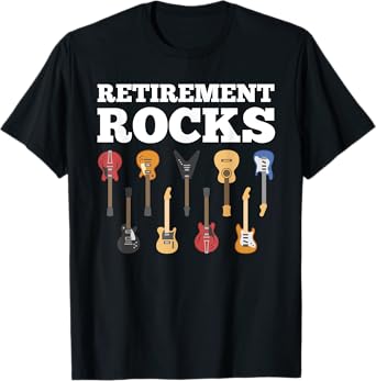 Retirement Rocks Guitar Player Funny Guitarist Humor Outfit T-Shirt