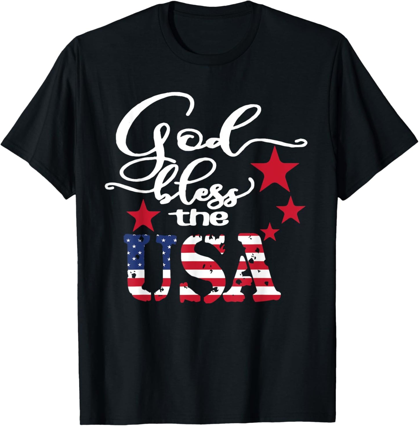 God Bless The USA 4th of July Patriotic US Flag T-Shirt