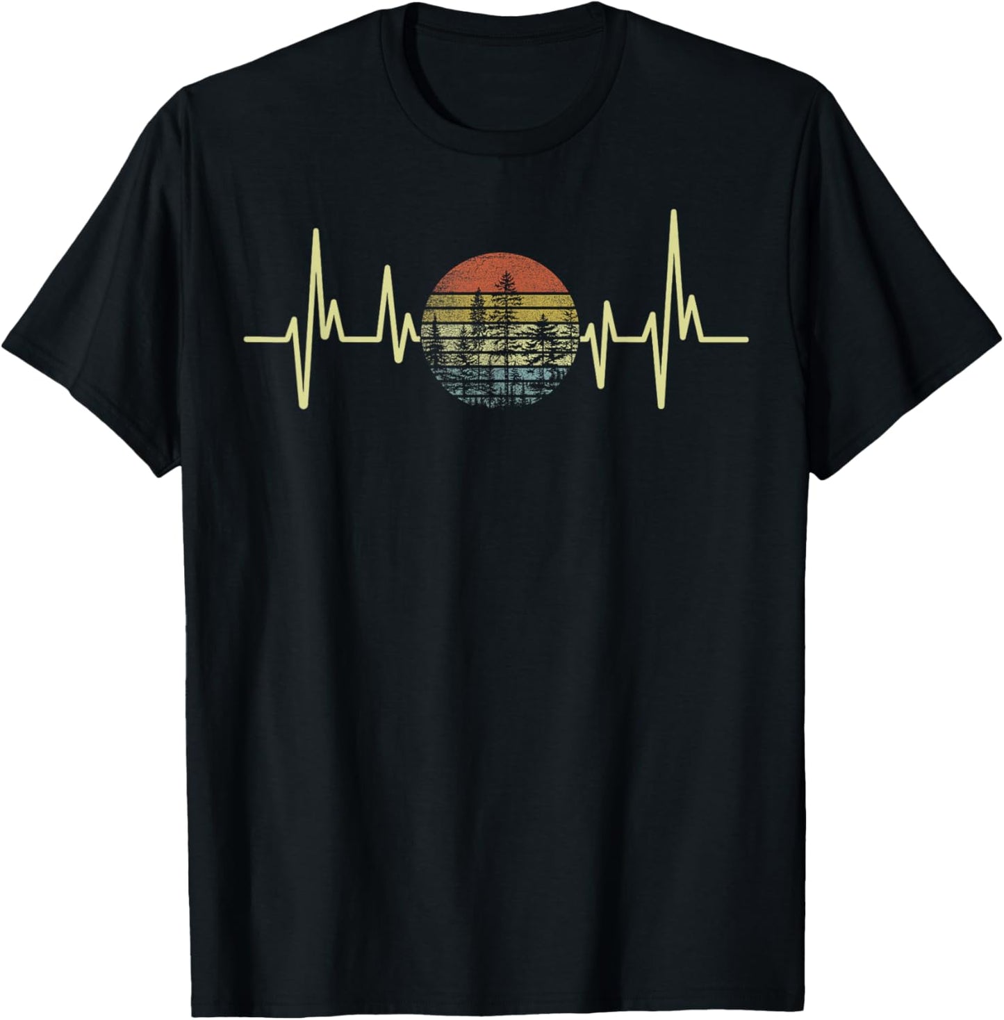Trees Wildlife Pine Sun Nature Heartbeat Forest Vintage Men T-Shirt