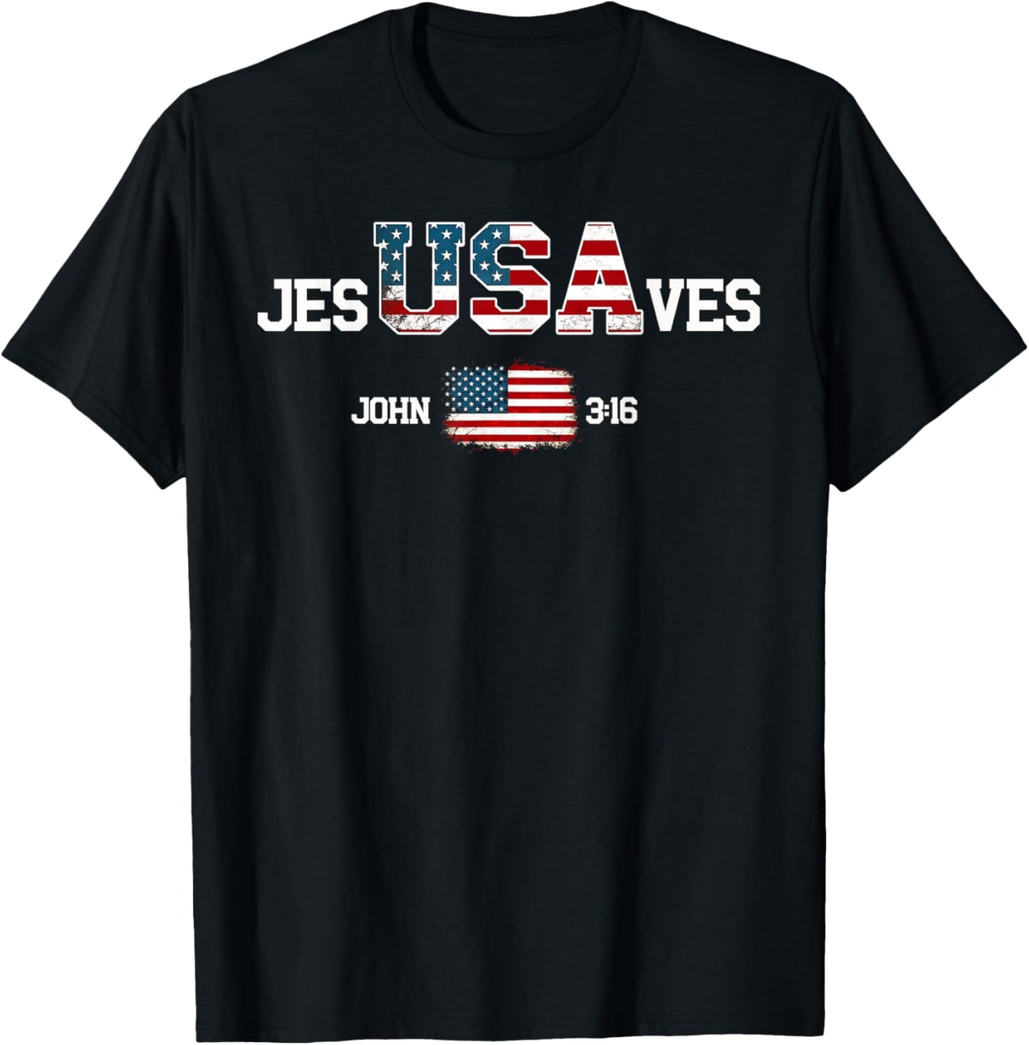 Jesus Saves USA American Flag Patriotic Christian 4th July T-Shirt