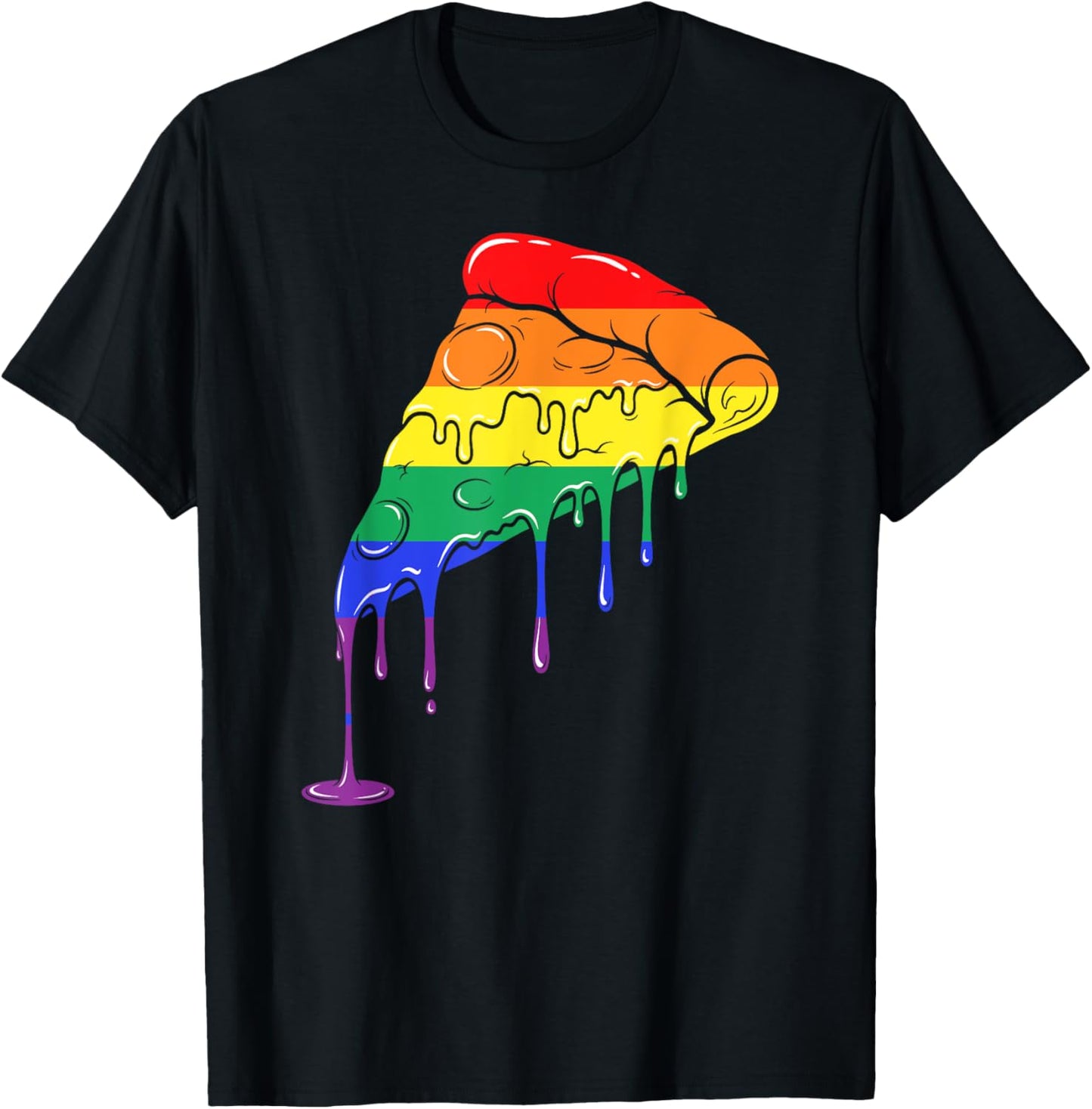 Ice Cream Drip Pizza Rainbow Lesbian Gay Pride Womens Mens T-Shirt