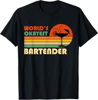 World's Okayest Bartender - Funny Retro Vintage T-Shirt