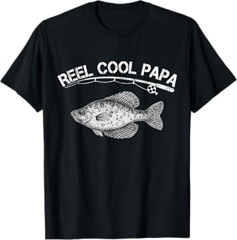 Mens Funny Crappie Fishing Vintage Reel Cool Papa T-Shirt