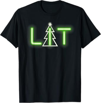 CHRISTMAS IS LIT Neon Green Party Funny Xmas T Shirt T-Shirt