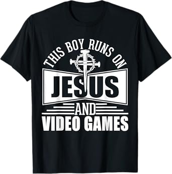 This Boy Runs On Jesus And Video Games T-Shirt