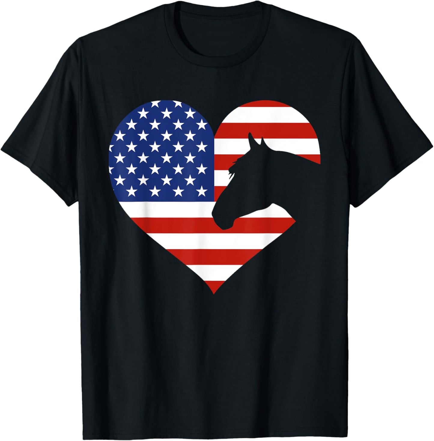 Patriotic Horse Lover 4th Of July Cool Heart American Flag T-Shirt