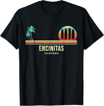 California Surf Encinitas Vintage Surf Board Surfer T-Shirt
