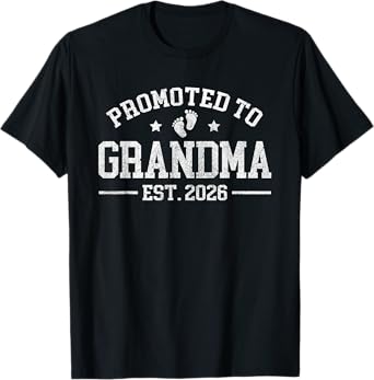 Promoted to Grandma est. 2026 Grandparents Baby Announcement T-Shirt