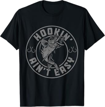 Hookin' Ain't Easy Funny Fishing Fisherman Vintage T-Shirt