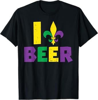 I Love Beer Jester Hat Drinking Team Fun Mardi Gras Carnival T-Shirt