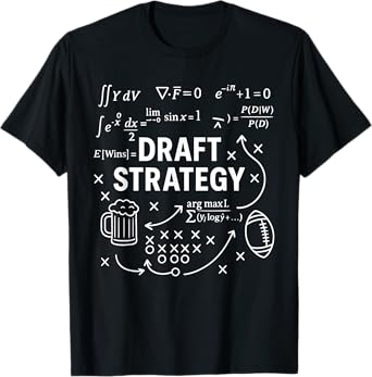 Fantasy Football Draft Party Strategy Funny Equation T-Shirt