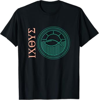 Ixoye Ichthys Ichthus Greek Fish Jesus Christ Son God Savior T-Shirt