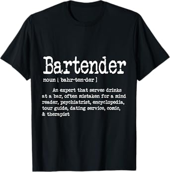 Funny Bartender Definition Graphic & More Bartender Definition Funny Bartending Bar Drinks Graphic T-Shirt